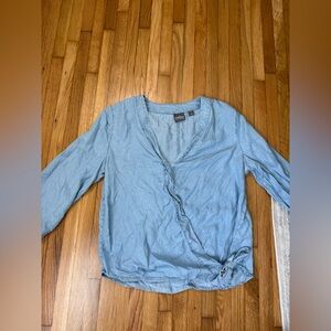 Soho Women's Light Blue Wrap Blouse